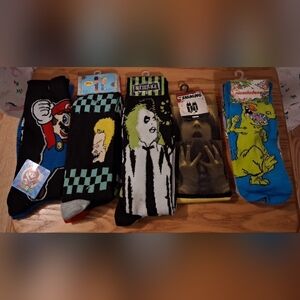 NWT Lot Of 5 Novelty Horror TV Video Game Tall & Crew Collectible Socks OSFM